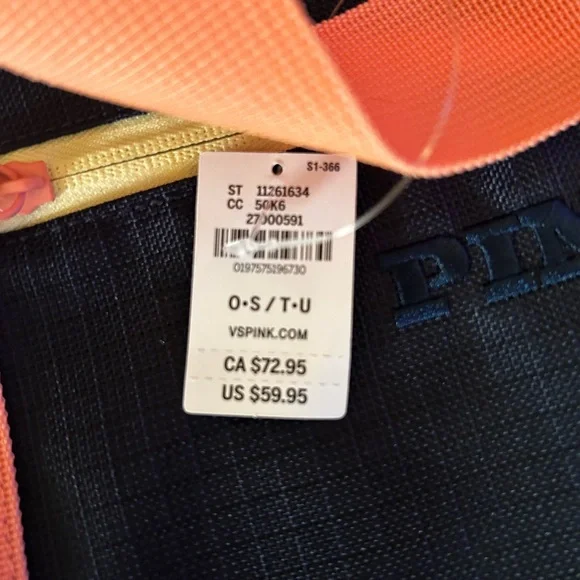 Victoria's Secret PINK Navy and Peach Tote - Picture 2 of 5